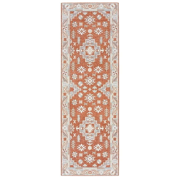 TOWN & COUNTRY LUXE Livie Forever Vintage Everwash® Washable Multi-Use Decorative Rug with Non-Slip Backing, Rust/Ivory, 24"x72"