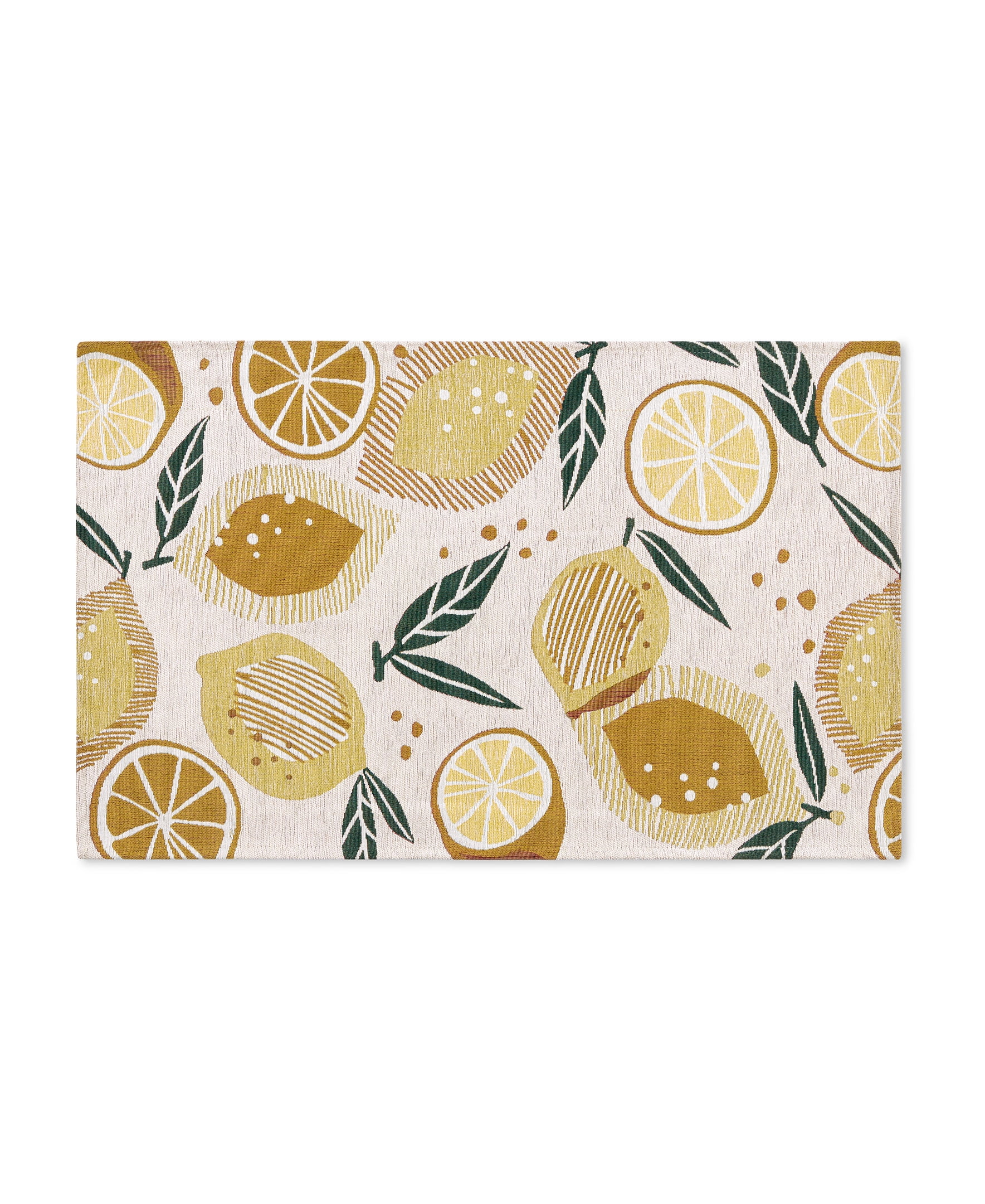 Cream Lemon Print Washable Non-Slip Kitchen Mat 24"x40"
