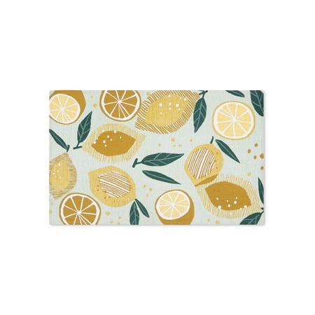 TOWN & COUNTRY LUXE Livie Fresh Lemon Everwash® Washable Multi-Use Decorative Rug, Kitchen Rug, Low-Profile Door Mat, Bedroom Rug and Dorm Room Rug with Non-Slip Backing, Seafoam Green, 24"x40"
