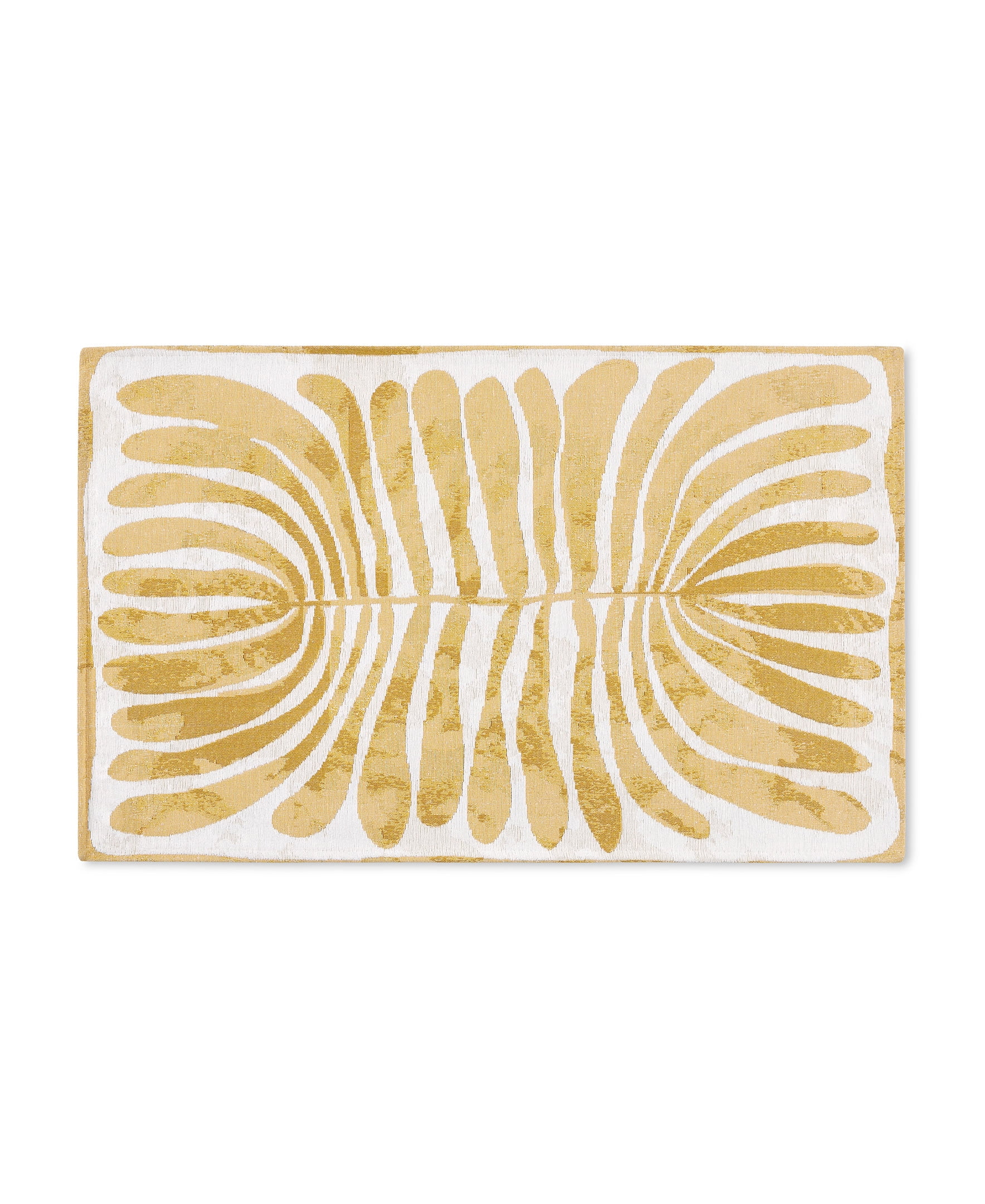 Gold and White Rectangular Washable Non-Slip Decorative Rug