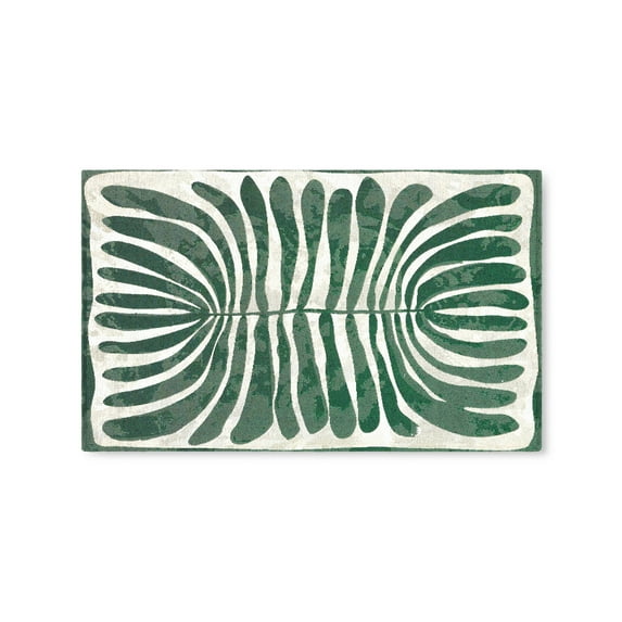 TOWN & COUNTRY LUXE Livie Matisse Cutout Everwash® Washable Multi-Use Decorative Rug, Kitchen Rug, Low-Profile Door Mat, Bedroom Rug and Dorm Room Rug with Non-Slip Backing, Green, 24"x40"