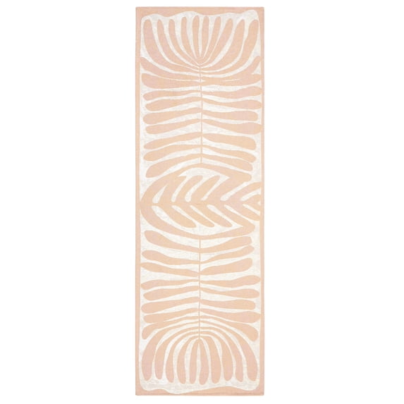 TOWN & COUNTRY LUXE Livie Matisse Cutout Everwash® Washable Multi-Use Decorative Rug, Kitchen Runner Rug, Low-Profile Door Mat, Bedroom Rug and Dorm Room Rug with Non-Slip Backing, Taupe, 24"x72"