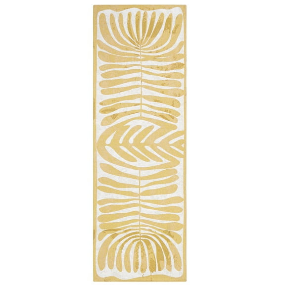TOWN & COUNTRY LUXE Livie Matisse Cutout Everwash® Washable Multi-Use Decorative Rug, Kitchen Runner Rug, Low-Profile Door Mat, Bedroom Rug and Dorm Room Rug with Non-Slip Backing, Gold, 24"x72"