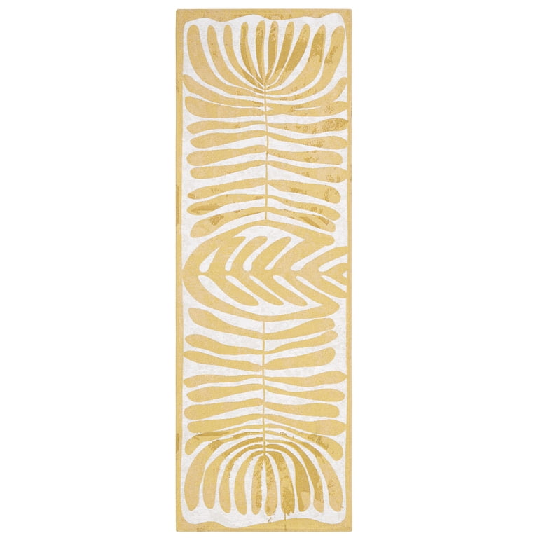 TOWN & COUNTRY LUXE Livie Machine Washable Rug 24x72 - Gold Matisse Cutout Pattern, Non-Slip Backing