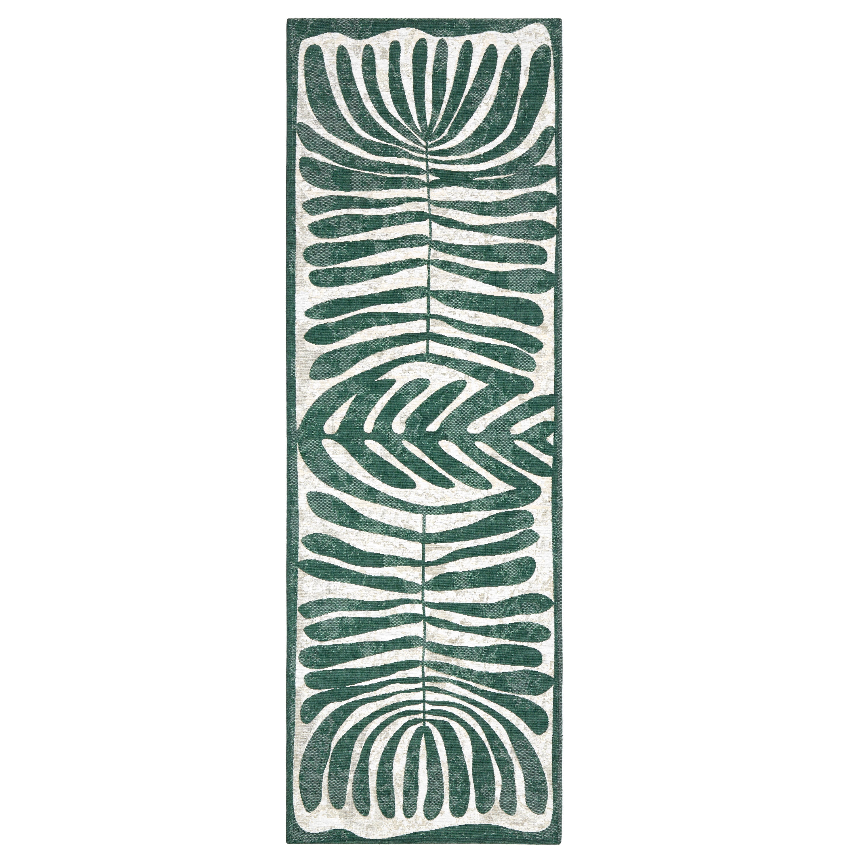 TOWN & COUNTRY LUXE Livie Matisse Cutout Everwash® Washable Multi-Use Decorative Rug, Kitchen Runner Rug, Low-Profile Door Mat, Bedroom Rug and Dorm Room Rug with Non-Slip Backing, Green, 24"x72"