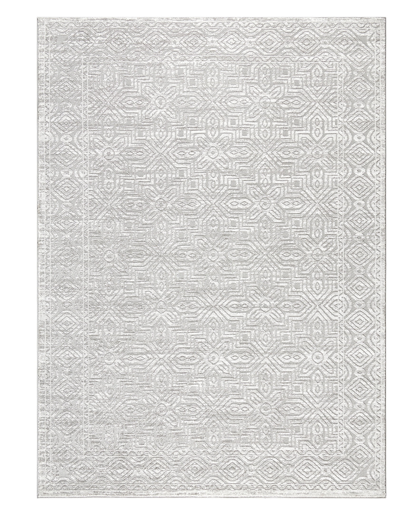 TOWN & COUNTRY LUXE Maya Medallion Tile Neutral Indoor Area Rug with High-Low Texture, Grey, 6'6"x9'6"