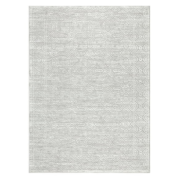 TOWN & COUNTRY LUXE Maya Medallion Tile Neutral Indoor Area Rug with High-Low Texture, Grey, 7'10"x10'2"
