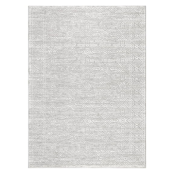 TOWN & COUNTRY LUXE Maya Medallion Tile Neutral Indoor Area Rug with High-Low Texture, Grey, 7'10"x10'2"