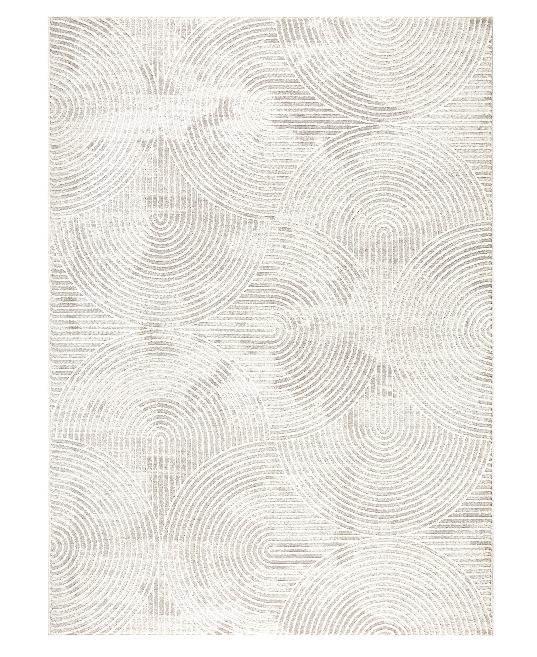 Maya Ivory and Greige Synthetic Rectangular Area Rug