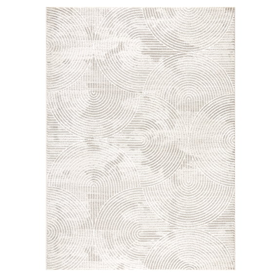 TOWN & COUNTRY LUXE Maya Soft Arches Neutral Indoor Area Rug with High-Low Texture, Ivory/Greige, 6'6"x9'6"