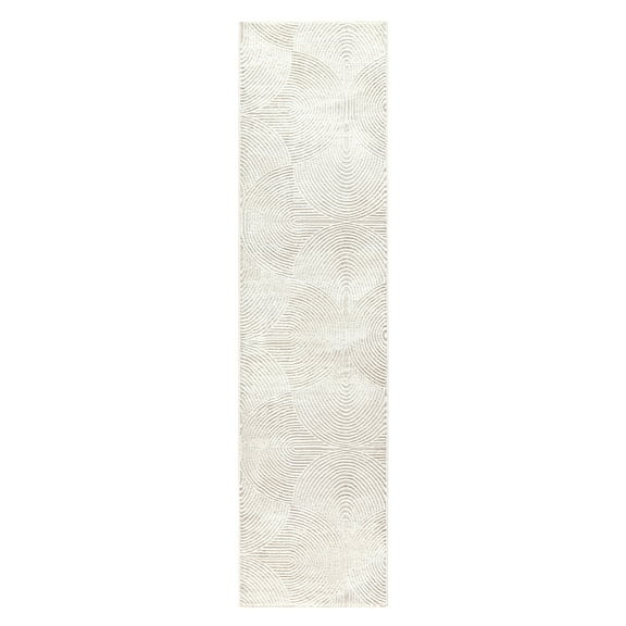 TOWN & COUNTRY LUXE Maya Soft Arches Neutral Indoor Runner Area Rug with High-Low Texture, Ivory/Greige, 1'9"x7'2"