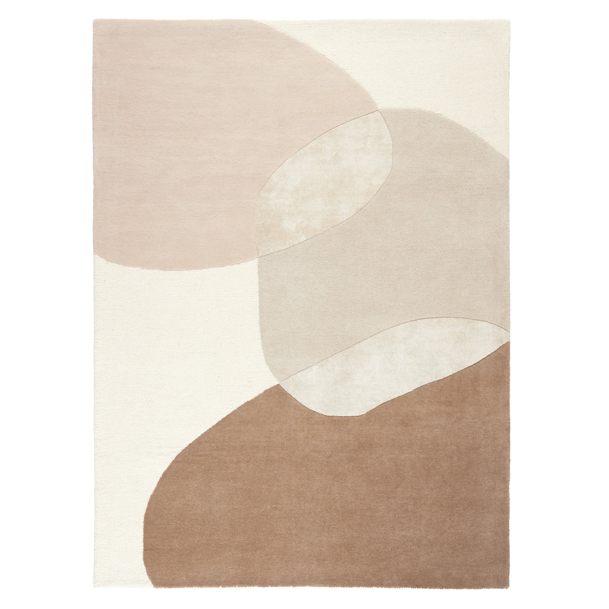 TOWN & COUNTRY LUXE Olso Abstract Colorblock Handcrafted Wool Area Rug, Beige/Brown/Greige, 9"x12"
