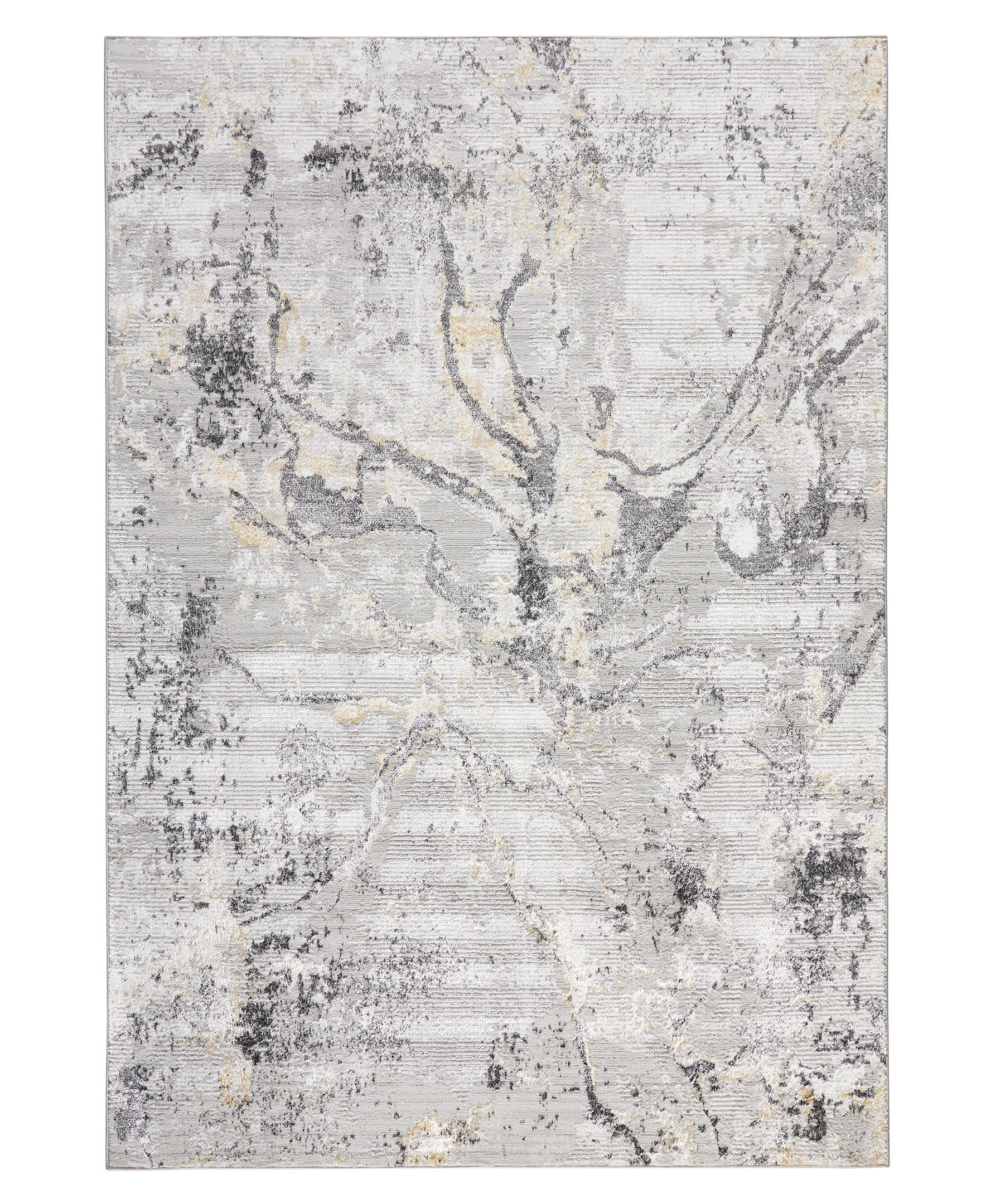 TOWN & COUNTRY LUXE Opaline Bold Marble Area Rug with Glam Metallic Ribbed Texture Pile, Charcoal Grey, 7'10"x10'2"