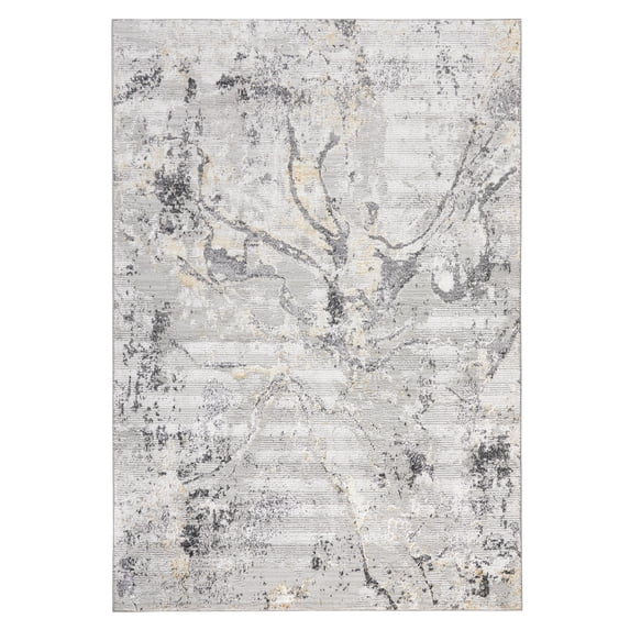 TOWN & COUNTRY LUXE Opaline Bold Marble Area Rug with Glam Metallic Ribbed Texture Pile, Charcoal Grey, 7'10"x10'2"