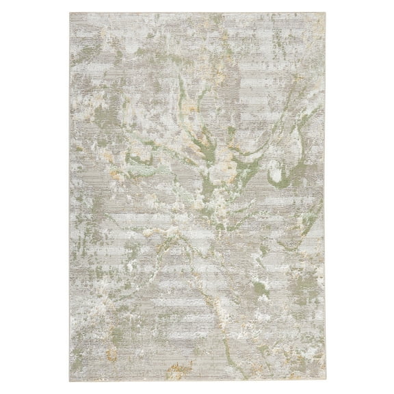 TOWN & COUNTRY LUXE Opaline Bold Marble Area Rug with Glam Metallic Ribbed Texture Pile, Sage Green, 5'2"x7'2"