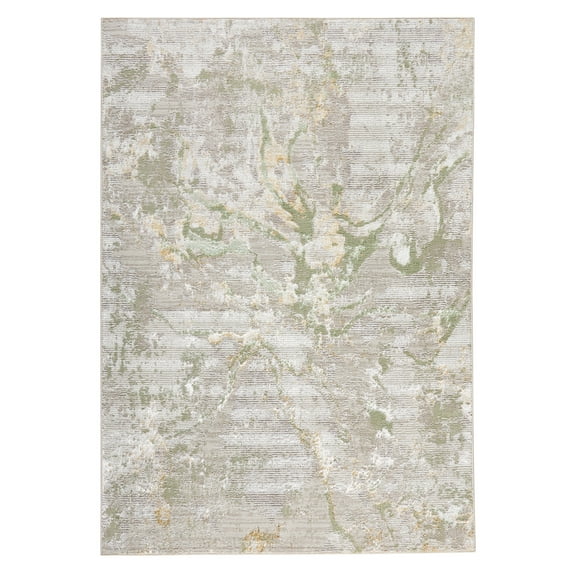 TOWN & COUNTRY LUXE Opaline Bold Marble Area Rug with Glam Metallic Ribbed Texture Pile, Sage Green, 9'2"x12'5"