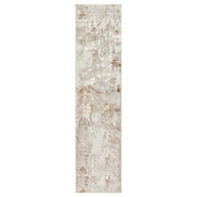 TOWN & COUNTRY LUXE Opaline Bold Marble Runner Area Rug with Glam Metallic Ribbed Texture Pile, Taupe, 1'9"x7'2"