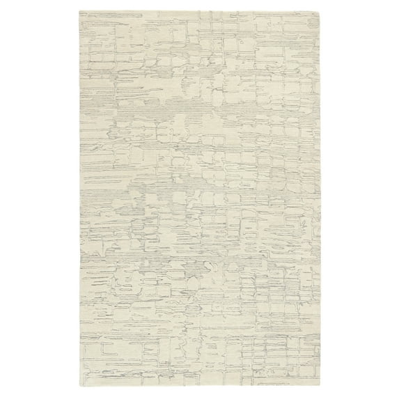 TOWN & COUNTRY LUXE Remi Abstract Line Art Handcrafted 100% Wool Area Rug, Beige/Blue, 9"x12"