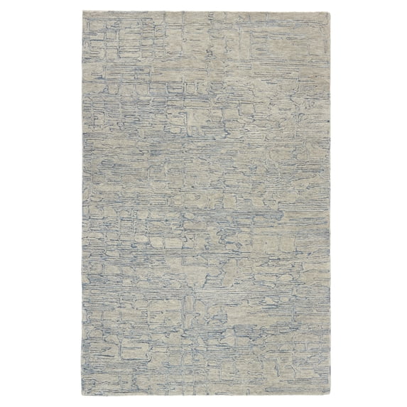 TOWN & COUNTRY LUXE Remi Abstract Line Art Handcrafted 100% Wool Area Rug, Grey/Blue, 5'x7'
