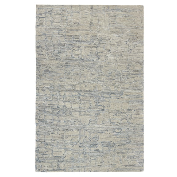 TOWN & COUNTRY LUXE Remi Abstract Line Art Handcrafted 100% Wool Area Rug, Grey/Blue, 6"x9"