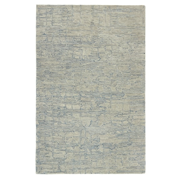 TOWN & COUNTRY LUXE Remi Abstract Line Art Handcrafted 100% Wool Area Rug, Grey/Blue, 9"x12"