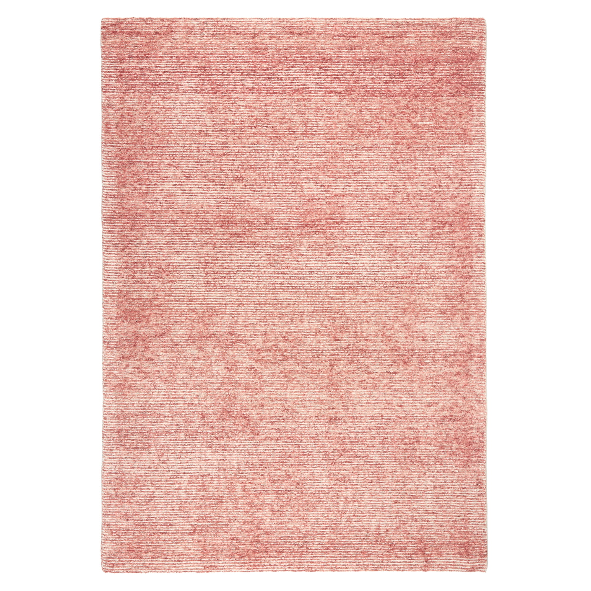 Hand-Tufted Red and Ivory Wool Rectangular Area Rug, 5' x 7'