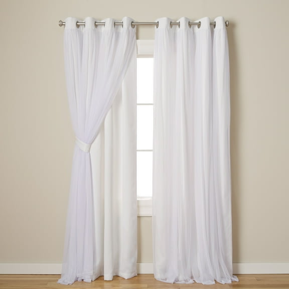 TOWN & COUNTRY LUXE Talia Double Layer Indoor Curtains, Sheer and Room Darkening Blackout, Grommet Top, Energy Efficient, 2-Pack Set, 52"x84", Winter White