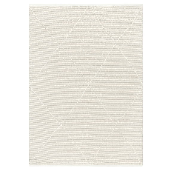 TOWN & COUNTRY LUXE Tretta Contemporary Diamonds Area Rug with Plush High-Low Texture, Ivory, 7'10"x10'2"