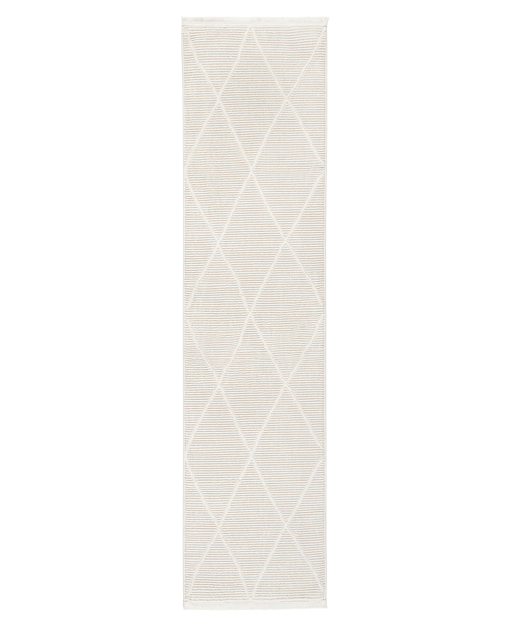 TOWN & COUNTRY LUXE Tretta Contemporary Diamonds Runner Area Rug with Plush High-Low Texture, Ivory, 1'9"x7'2"