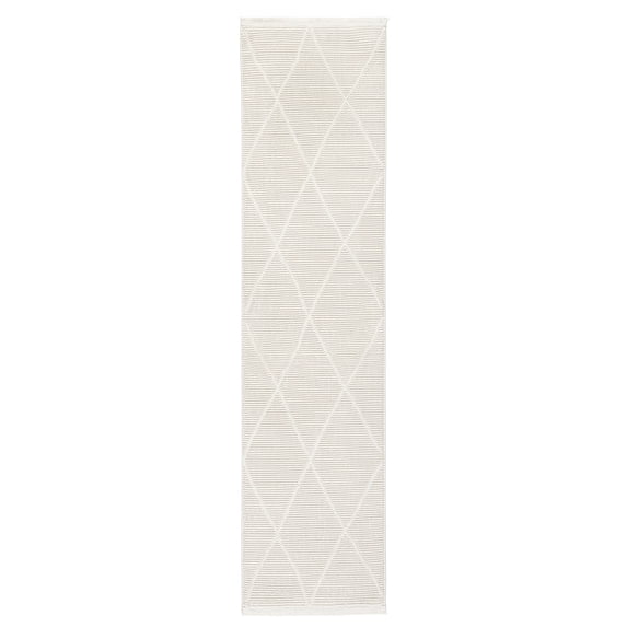 TOWN & COUNTRY LUXE Tretta Contemporary Diamonds Runner Area Rug with Plush High-Low Texture, Ivory, 1'9"x7'2"