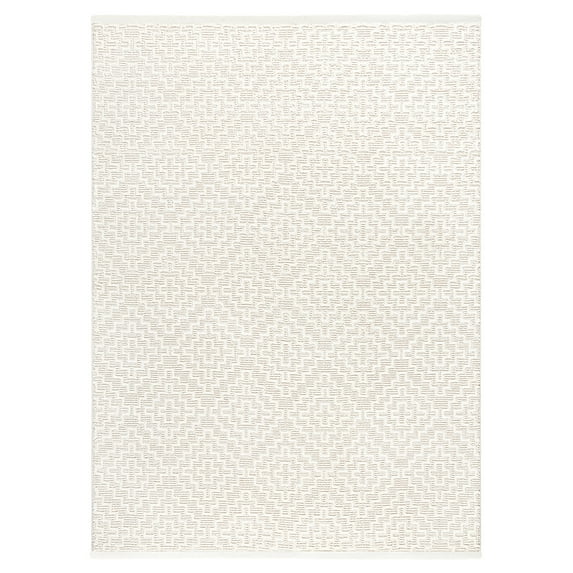 TOWN & COUNTRY LUXE Tretta Modern Geo Area Rug with Plush High-Low Texture, Ivory, 5'2"x7'2"