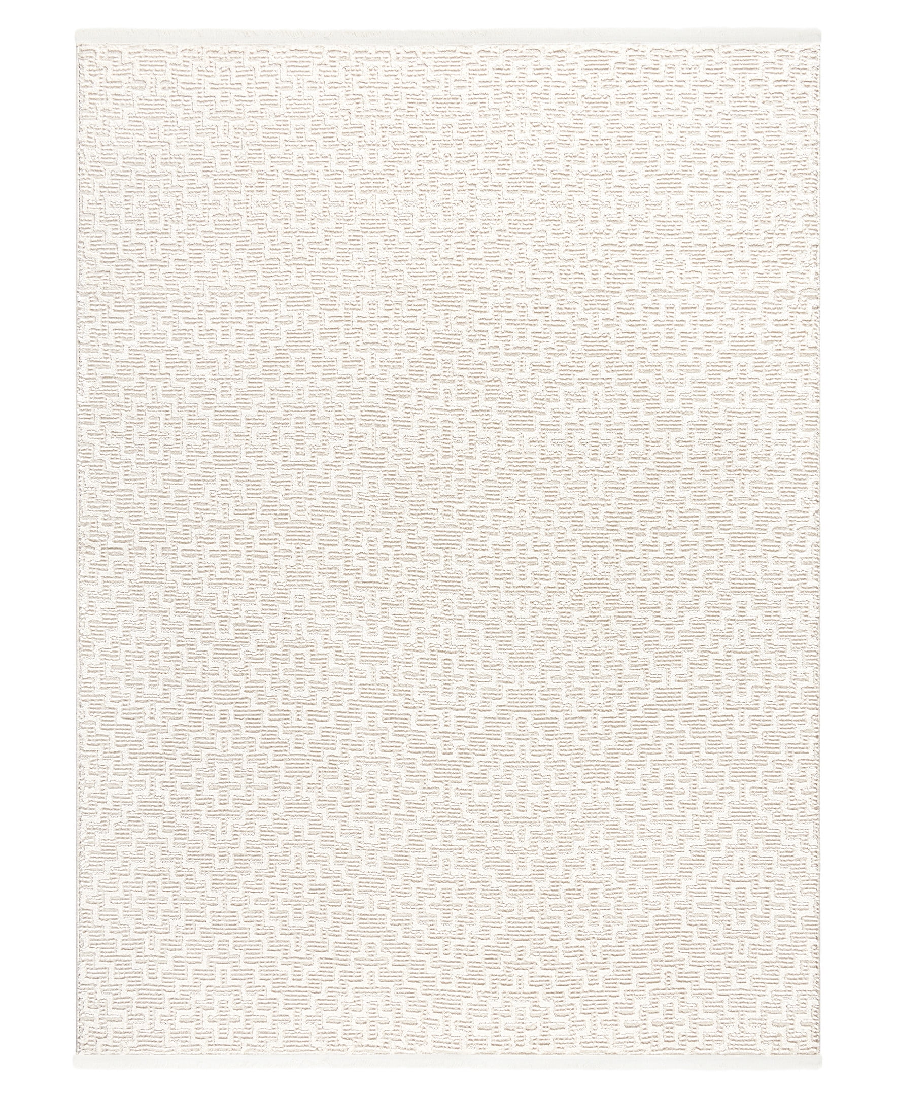 TOWN & COUNTRY LUXE Tretta Modern Geo Area Rug with Plush High-Low Texture, Ivory, 6'6"x9'6"