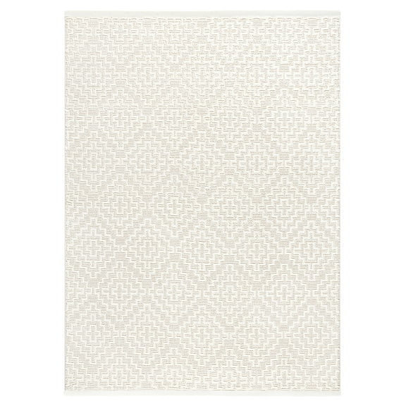 TOWN & COUNTRY LUXE Tretta Modern Geo Area Rug with Plush High-Low Texture, Ivory, 7'10"x10'2"