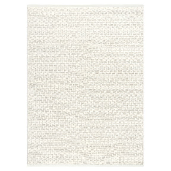 TOWN & COUNTRY LUXE Tretta Modern Geo Area Rug with Plush High-Low Texture, Ivory, 9'2"x12'5"