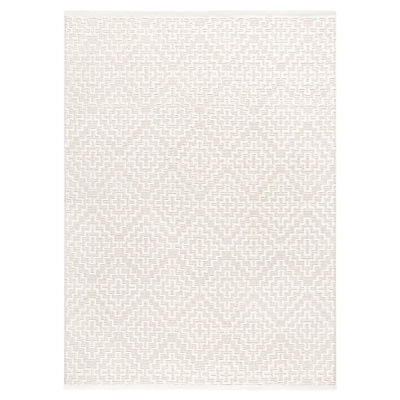 TOWN & COUNTRY LUXE Tretta Modern Geo Area Rug with Plush High-Low Texture, Ivory, 9'2"x12'5"