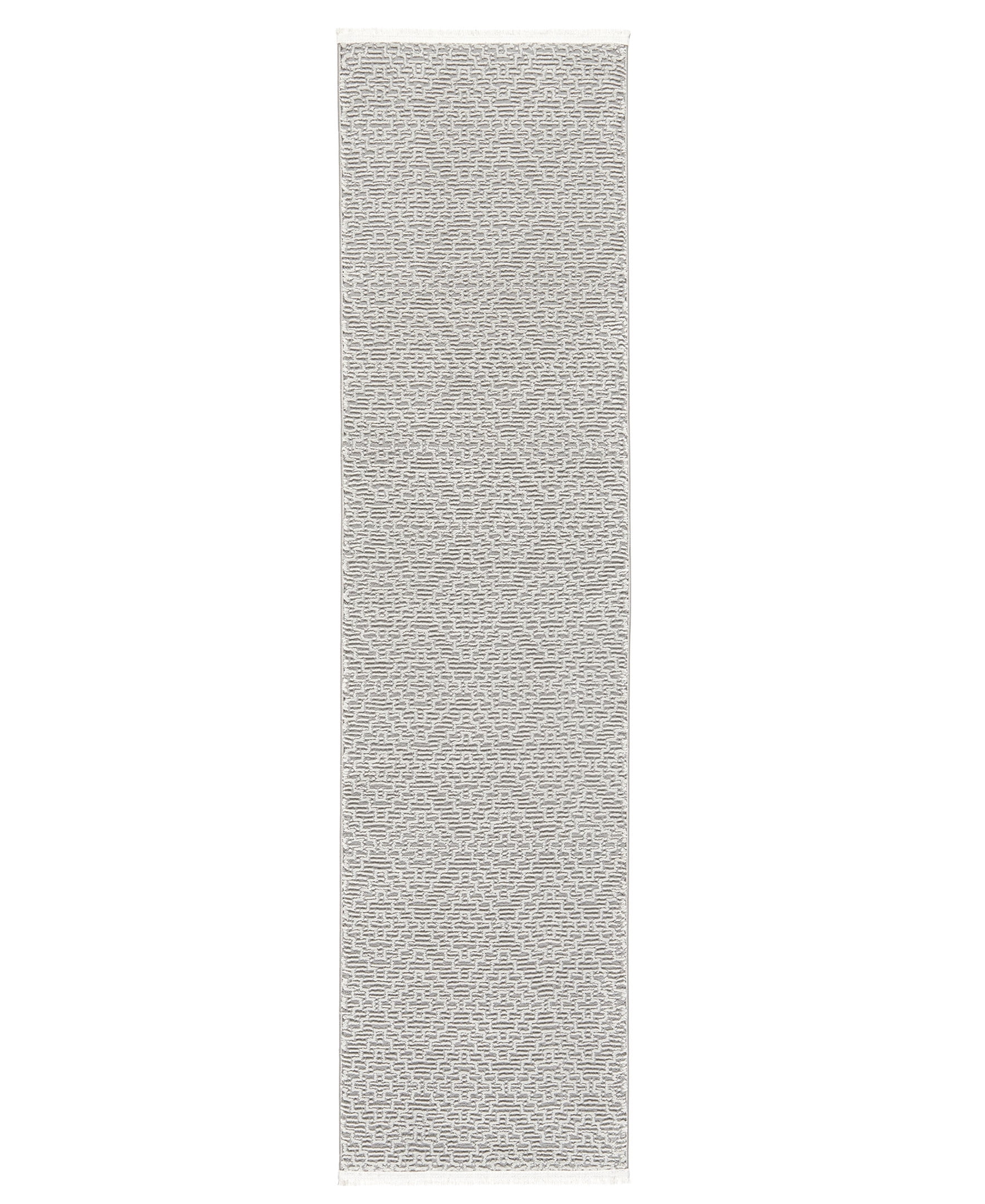 TOWN & COUNTRY LUXE Tretta Modern Geo Runner Area Rug with Plush High-Low Texture, Grey, 1'9"x7'2"