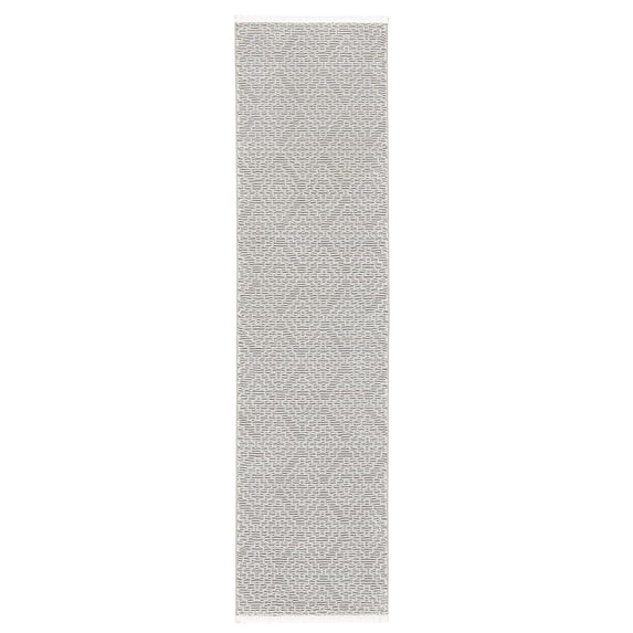 TOWN & COUNTRY LUXE Tretta Modern Geo Runner Area Rug with Plush High-Low Texture, Grey, 1'9"x7'2"