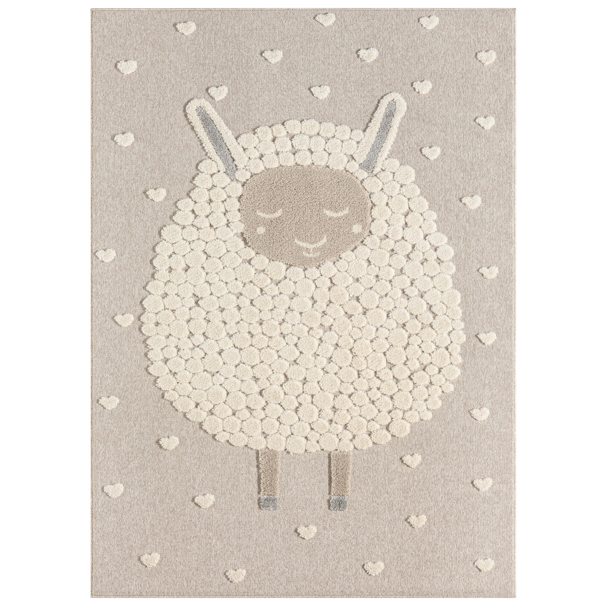 TOWN & COUNTRY PLAY Fluffy Loving Sheep Kids Area Rug, Soft & Plush, Calming, Bedroom Rug, Nursery Decor, Playroom & Classroom Rugs, Beige, 7'10"x10’2”