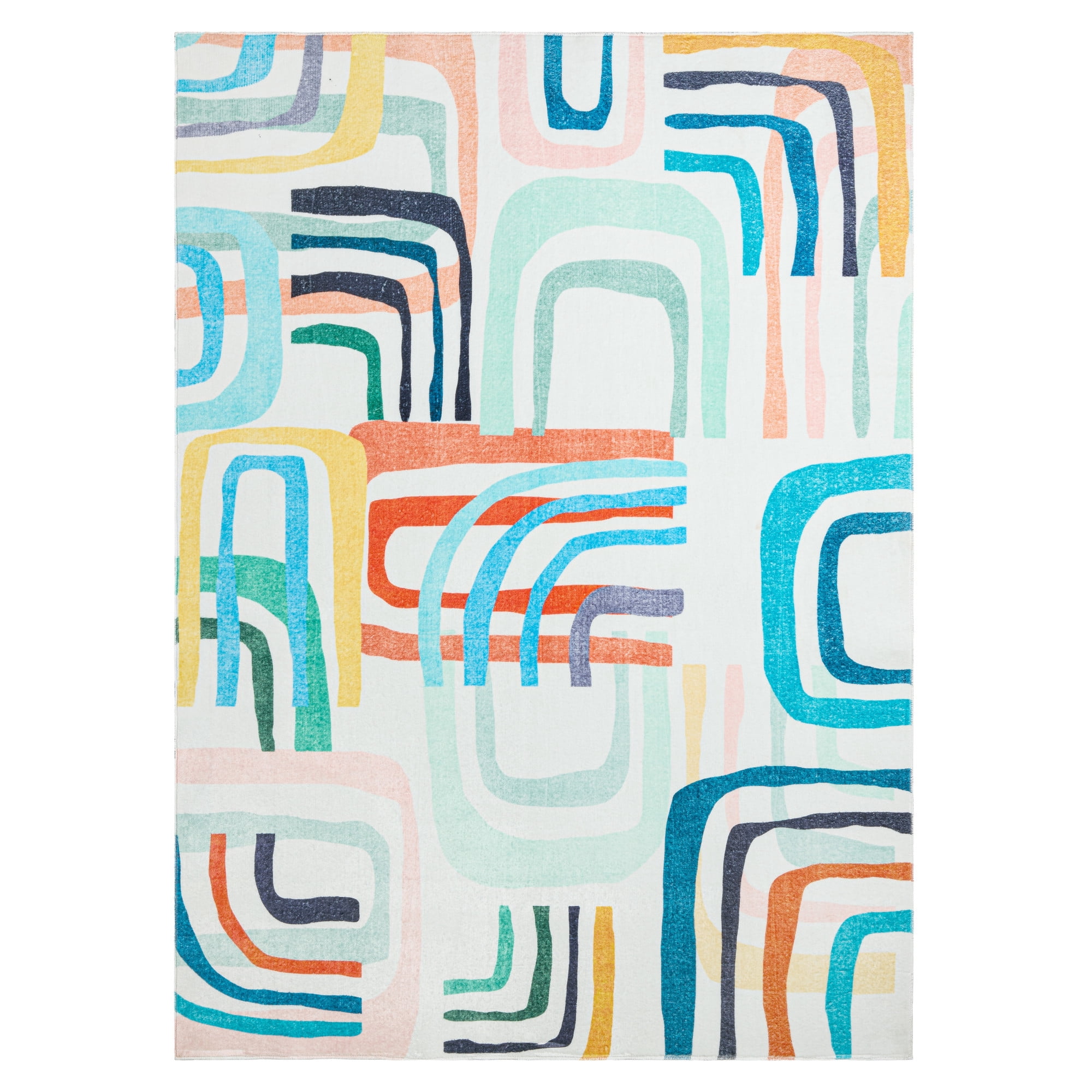 TOWN & COUNTRY PLAY Jovie Rainbow Party Kid's Washable Area Rug, Soft & Plush, Safe Non-Slip Backing, Bedroom Rug, Dorm Decor, Playroom & Classroom Rugs, Blue/Multi, 3'3"x5'2"