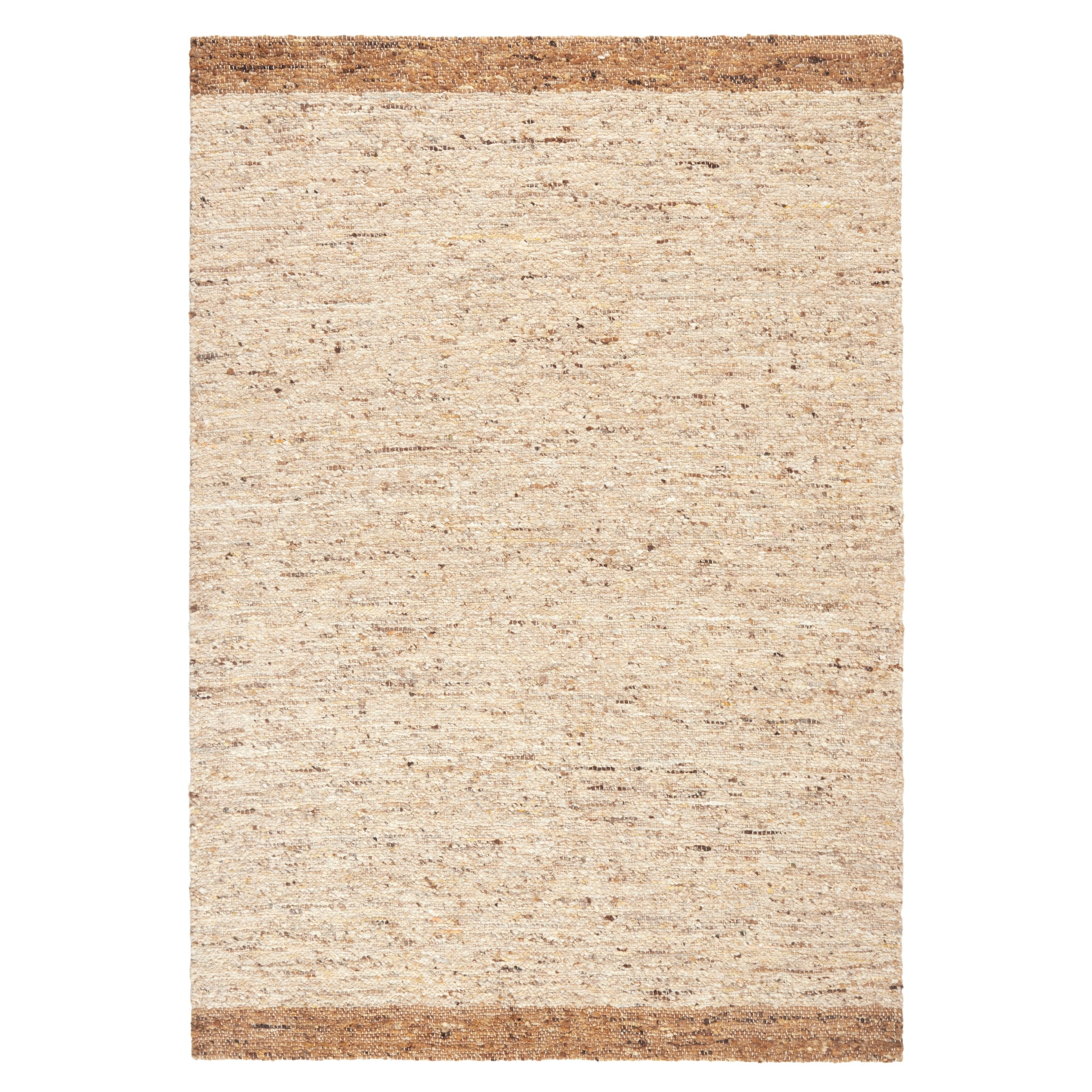 TOWN & COUNTRY TERRA Montana Textured Border Handcrafted 100% Wool Area Rug, Beige/Light Brown, 8'x10'