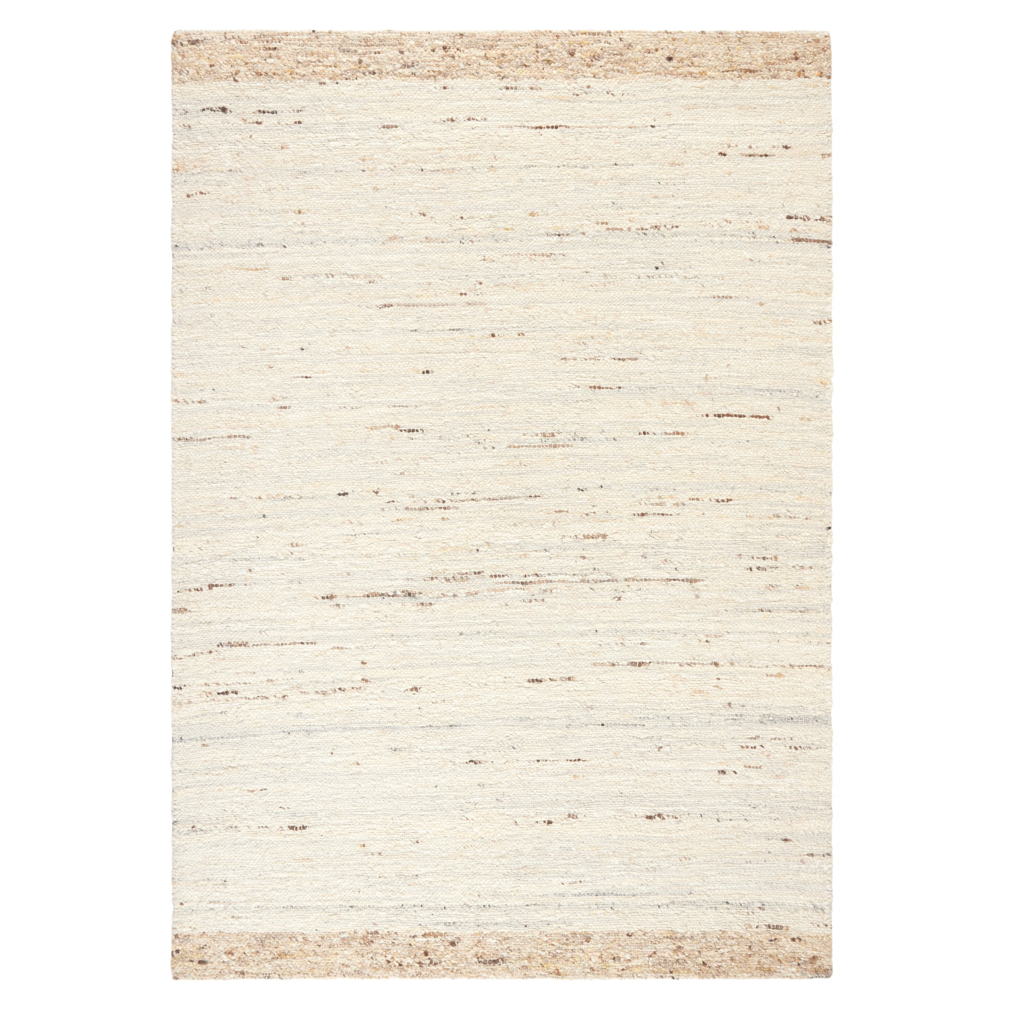 TOWN & COUNTRY TERRA Montana Textured Border Handcrafted 100% Wool Area Rug, Ivory/Beige, 8'x10'