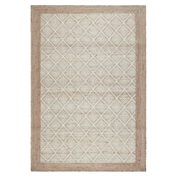 TOWN & COUNTRY TERRA Nalani Textured Diamond Hand-Knotted Flatwoven 100% Natural Jute Area Rug, Brown, 3'x5'