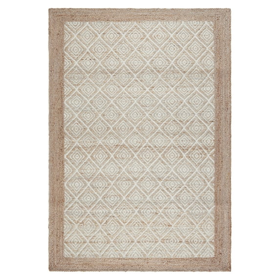 TOWN & COUNTRY TERRA Nalani Textured Diamond Hand-Knotted Flatwoven 100% Natural Jute Area Rug, Brown, 3'x5'