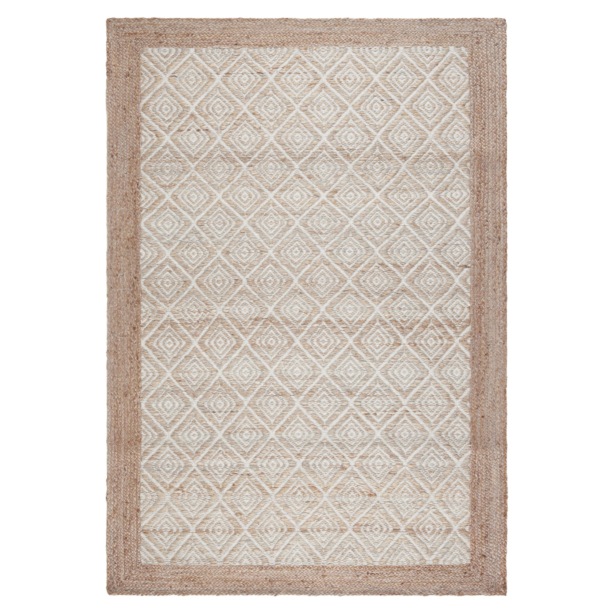 TOWN & COUNTRY TERRA Nalani Textured Diamond Hand-Knotted Flatwoven 100% Natural Jute Area Rug, Brown, 8'x10'