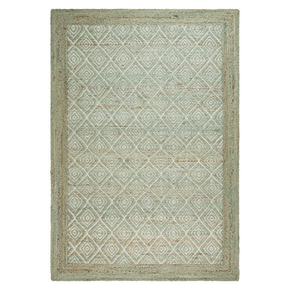 TOWN & COUNTRY TERRA Nalani Textured Diamond Hand-Knotted Flatwoven 100% Natural Jute Area Rug, Olive Green, 8'x10'
