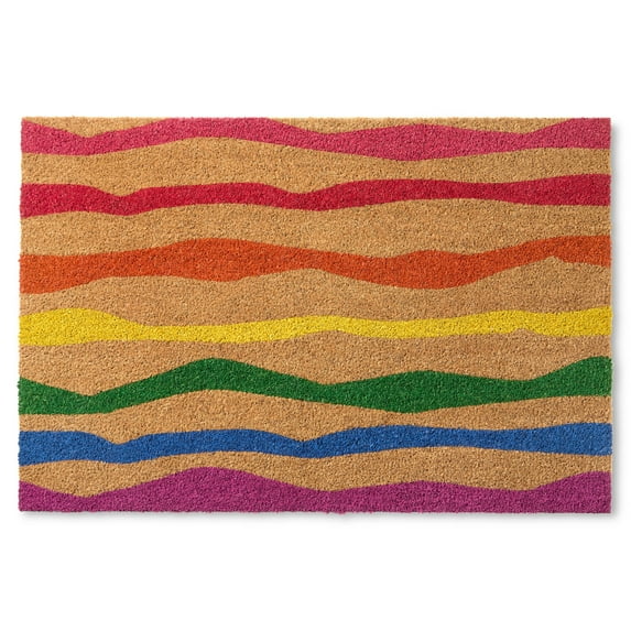 TOWN & COUNTRY TERRA Ravine Abstract Mountain Outdoor Door Mat, Natural Coir, Heavyweight, Non-Slip Entryway Mat, Multicolor, 18"x30"