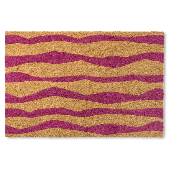 TOWN & COUNTRY TERRA Ravine Abstract Mountain Outdoor Door Mat, Natural Coir, Heavyweight, Non-Slip Entryway Mat, Purple, 18"x30"