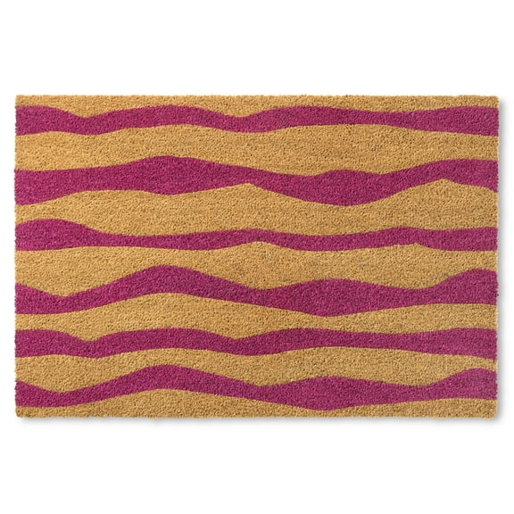 TOWN & COUNTRY TERRA Ravine Abstract Mountain Outdoor Door Mat, Natural Coir, Heavyweight, Non-Slip Entryway Mat, Purple, 24"x36"