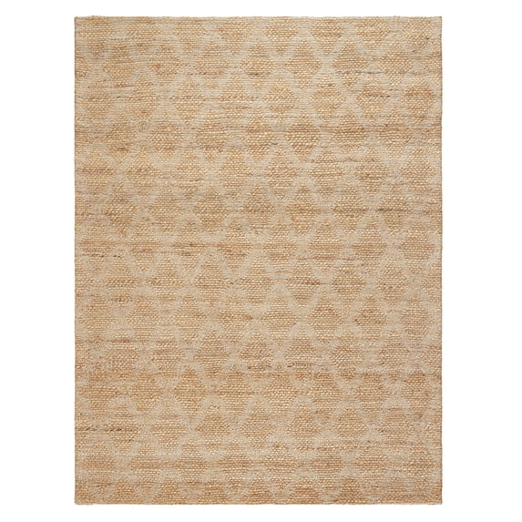 TOWN & COUNTRY TERRA Sol Interwoven Diamond Hand-Knotted Flatwoven 100% Natural Jute Area Rug, Natural/Black, 5'x7’