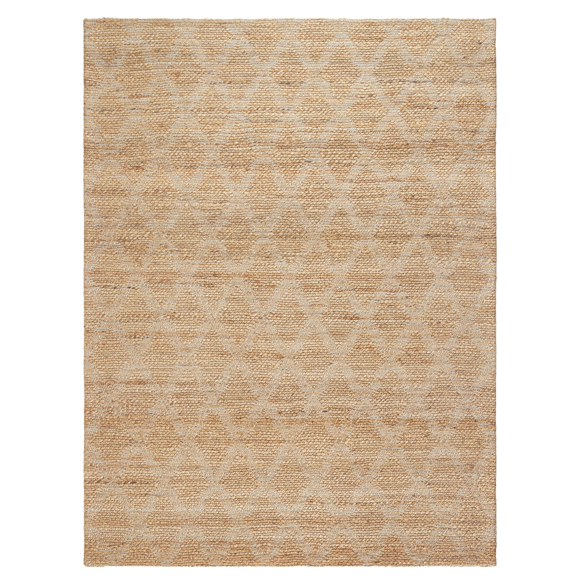 TOWN & COUNTRY TERRA Sol Interwoven Diamond Hand-Knotted Flatwoven 100% Natural Jute Area Rug, Natural/Black, 8'x10'
